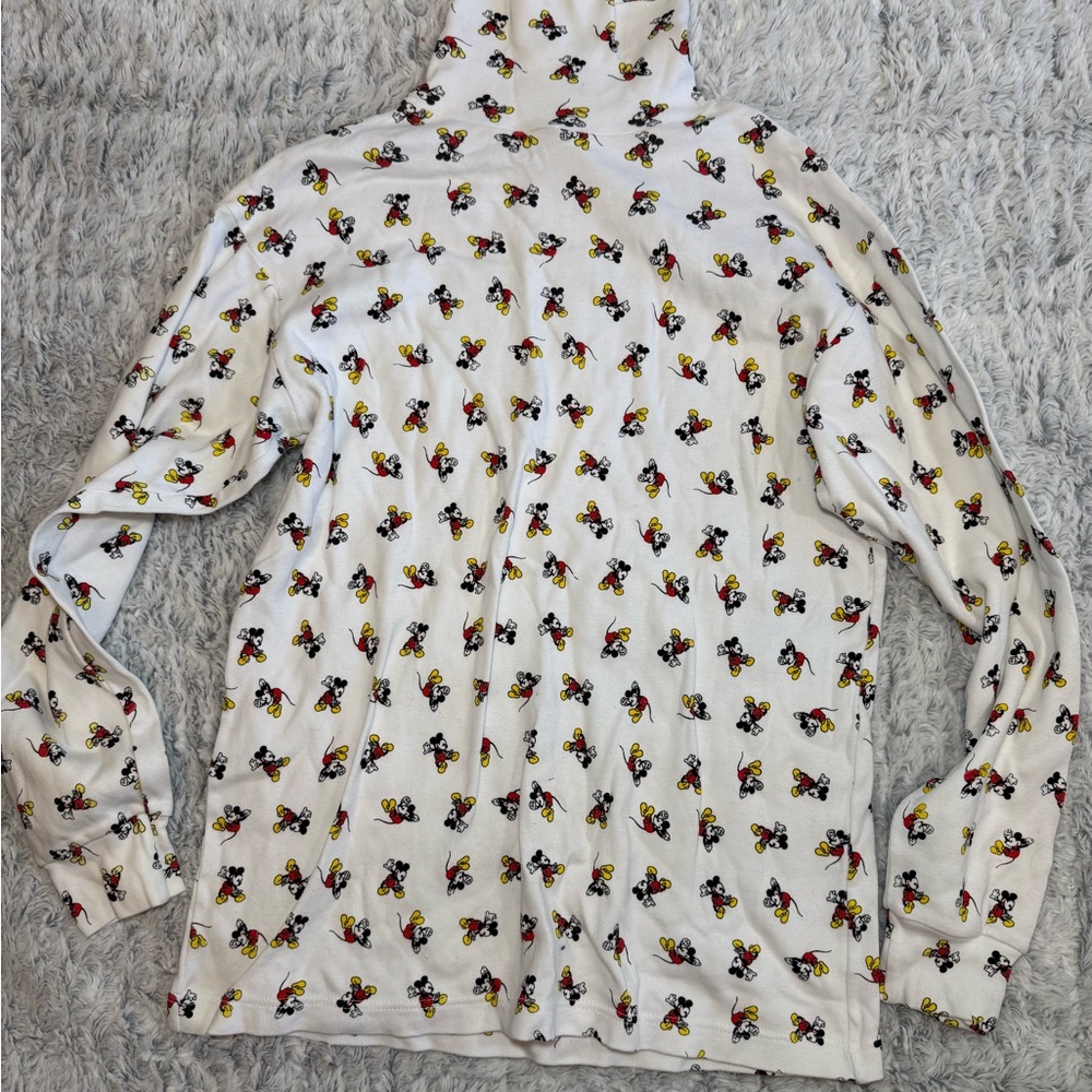 Disney Mickey Mouse White and Red Vintage Turtleneck Long Sleeve Top